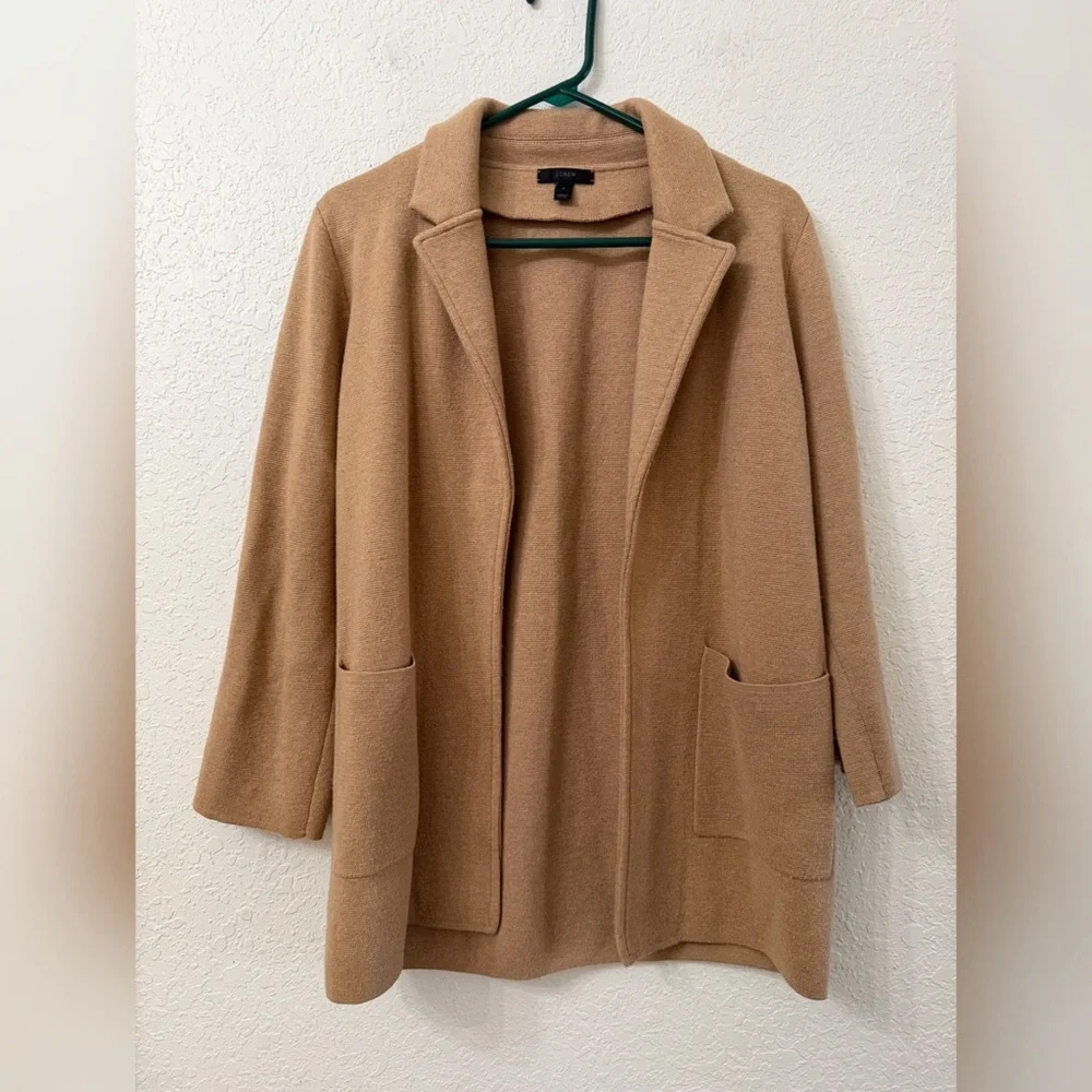 J. Crew Camel Sophie Open Front Sweater Blazer Cardigan - S